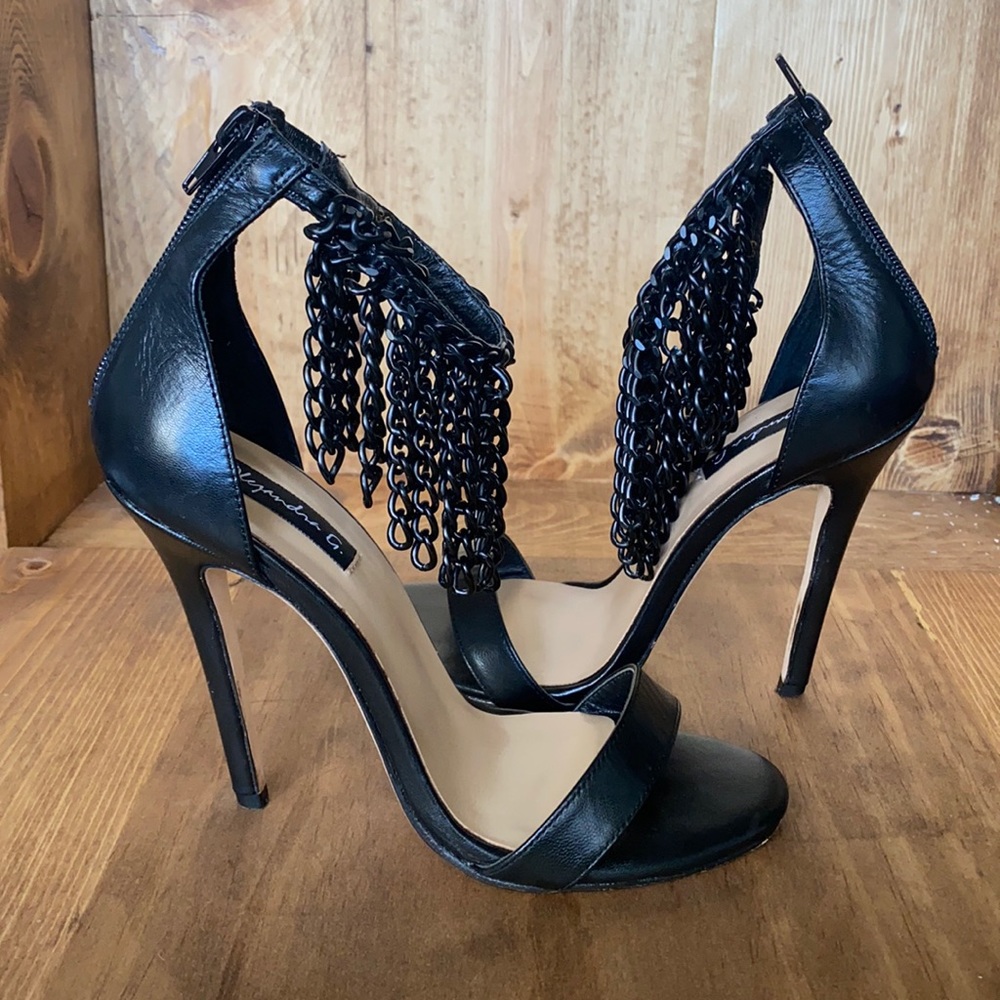 ALEJANDRA G.  chandelier heels BLACK LEATHER 38
